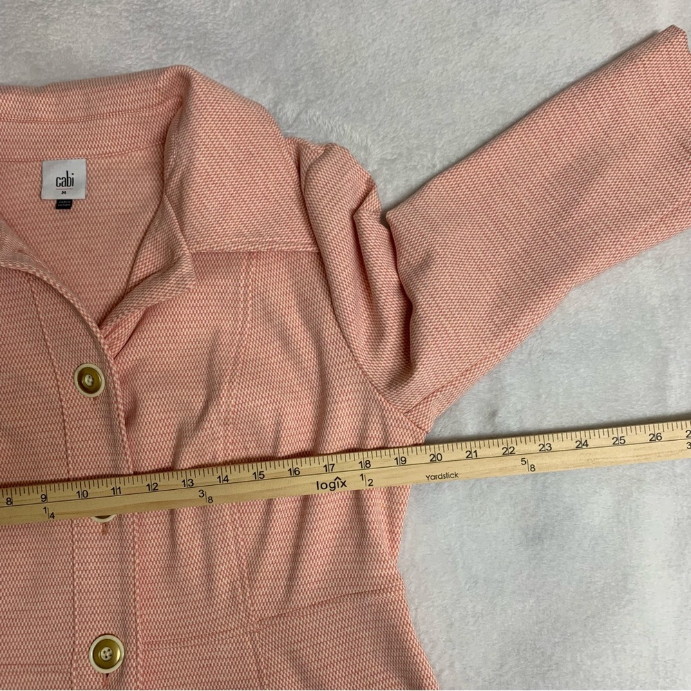 CAbi Take 5 Long Topper Jacket Coat Pink Tweed Button Front Sz M Career Stretch - Picture 14 of 15